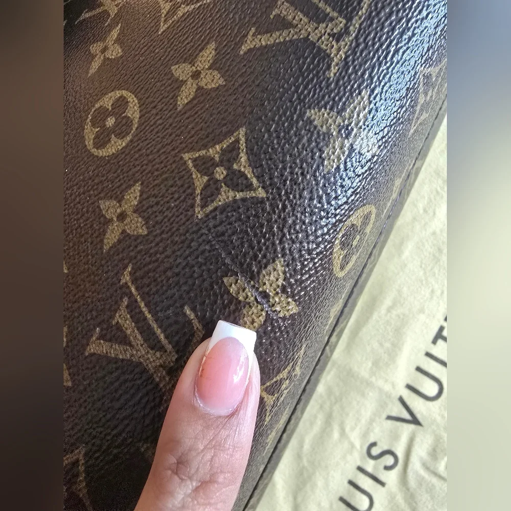 Louis Vuitton Brown Monogram Alma PM Satchel with Black Handles